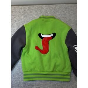 Unspeakable Unisex YM Green Varsity Letterman Tongue Embroidered Jacket